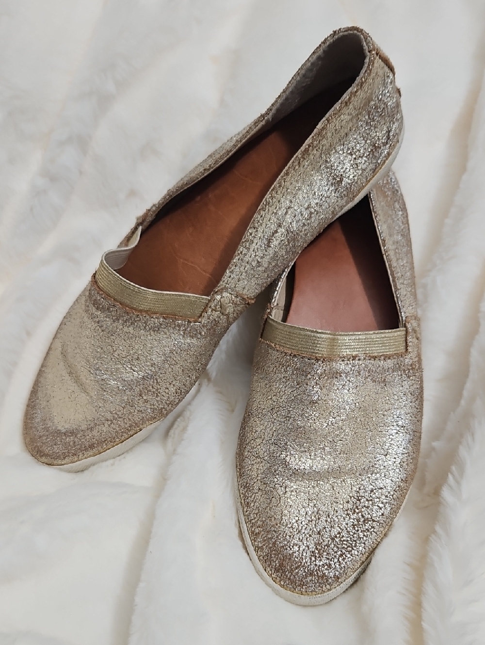 Frye Metallic Gold Slip-On Loafers